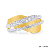 14K Two-Tone Gold Cross-Over Diamond Pavé Ring (0.45 ct)